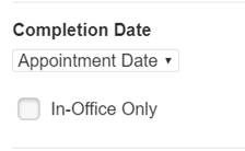 Screenshot of Completion Date set to Appointment Date