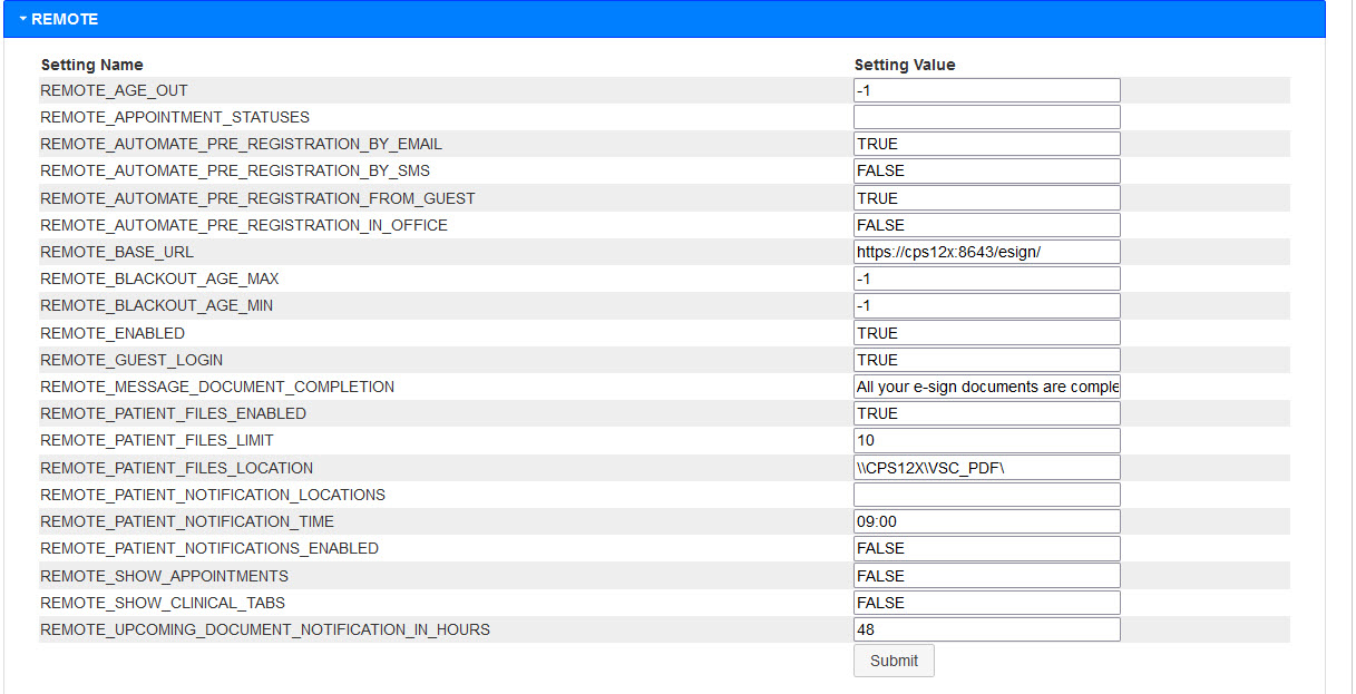 VSC System Management Settings Remote