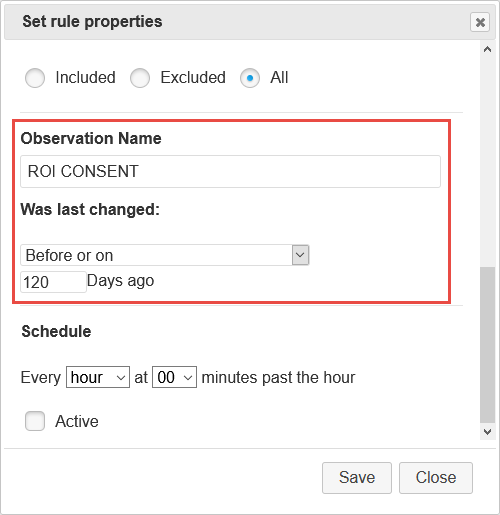 Screenshot of Observation Fields for Structured Template Add