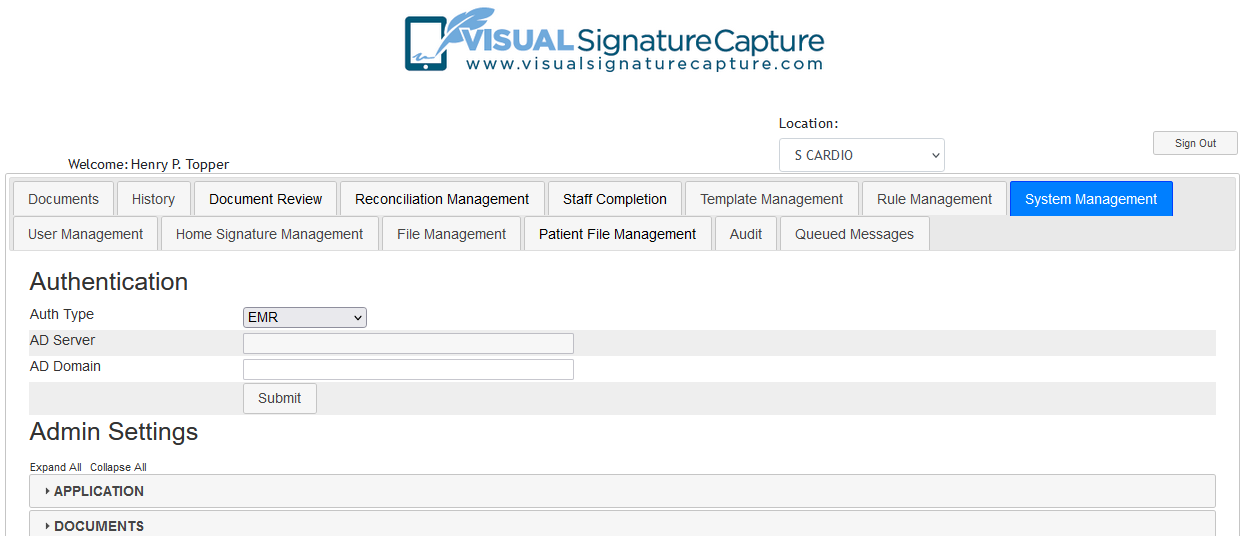 System Management Tab Screenshot